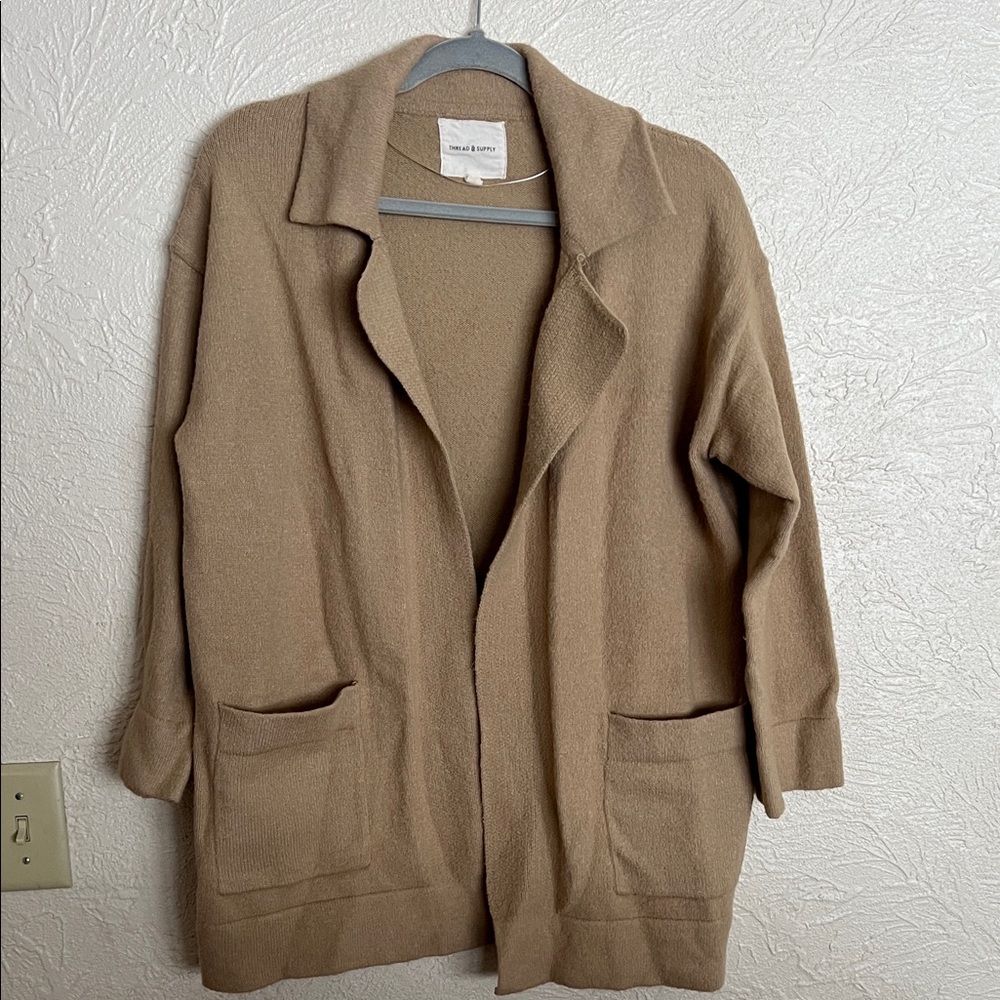 Thread & Supply Tan Open Front Cardigan